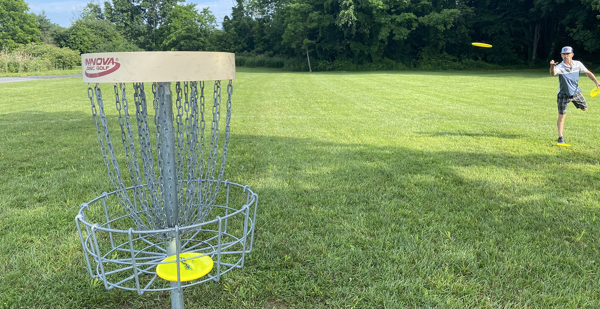 disc golf shot on the course