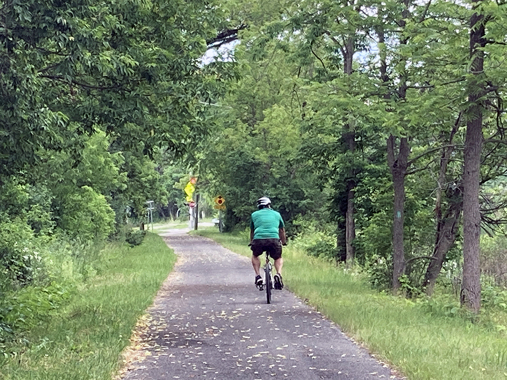 a biker on the trail