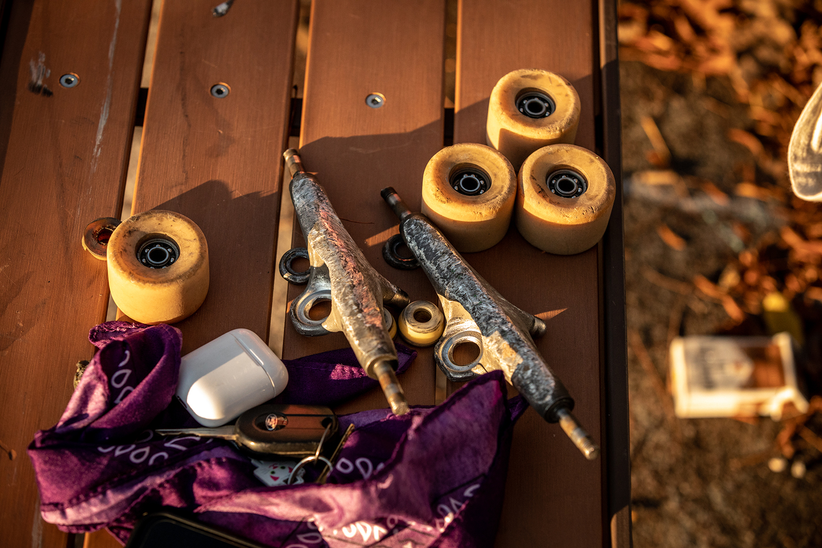 skateboard equipment on the table