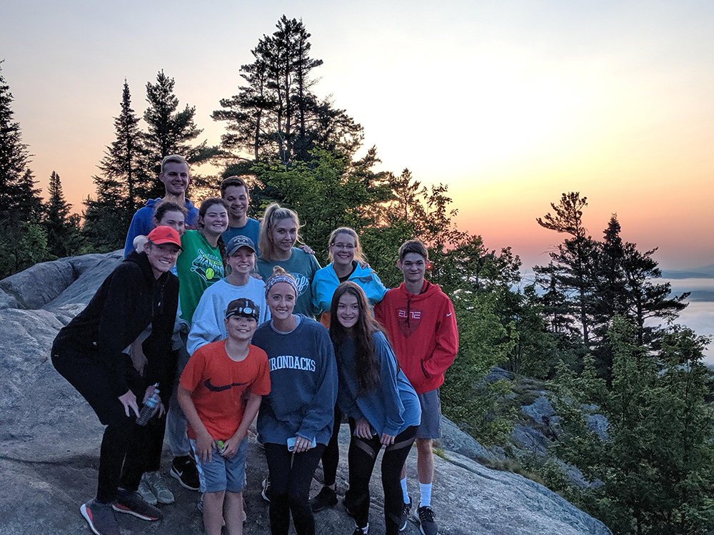 the family on top of bald mountain